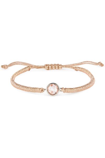 MINZA Pink Quartz Women's Bracelet, 925 Sterling Silver, Beaded Bracelet, wit...