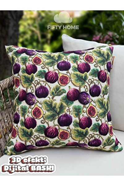 Fifty Home 1 Pcs Kirlent Kilifi Digital Printing 43X43 cm Summer-Themed Garde...