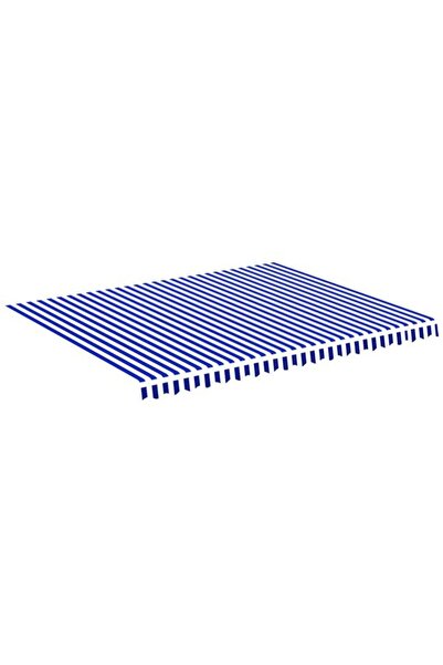 vidaxl Pânză de înlocuire pentru copertină, albastru și alb, 4,5 x 3,5 m