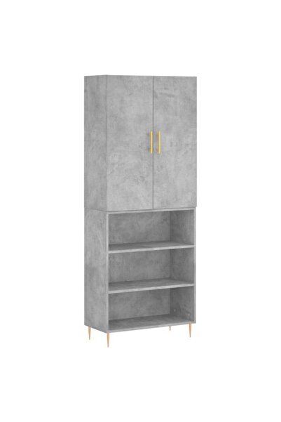 vidaxl Dulap înalt, Gri beton, 69.5 x 34 x 180 cm, Lemn prelucrat