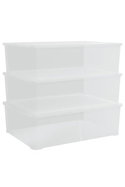 vidaxl Cutii de depozitare din plastic, 3 bucăți, 25 L, stivuibile