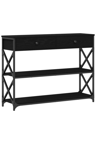 vidaxl Masă Consolă Stejar negru 100 x 28 x 75 cm Lemn compus și metal