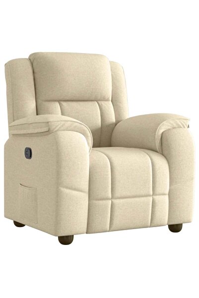 vidaxl Fotoliu rabatabil, crem, material textil