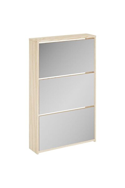 vidaxl Pantofar cu oglindă și 3 niveluri, stejar, 63 x 17 x 102,5 cm
