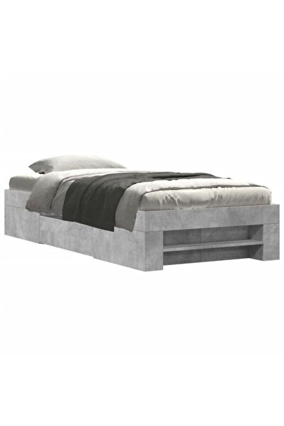 vidaxl Cadru de pat, gri beton, 75 x 190 cm, lemn prelucrat