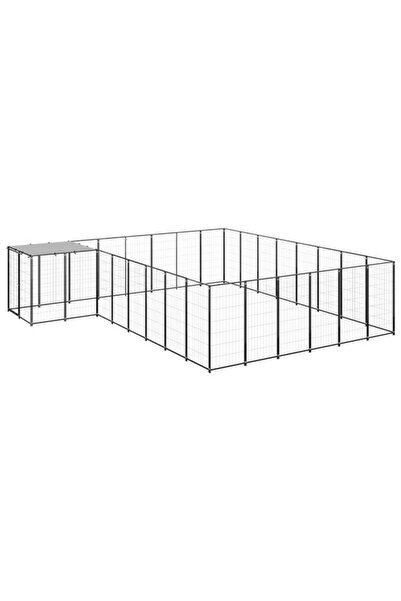 vidaxl Țarc pentru câini, negru, 15.73 m², oțel