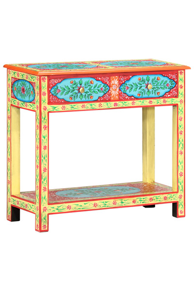 vidaxl Masă consolă pictată manual, 80x35x75 cm, lemn masiv mango