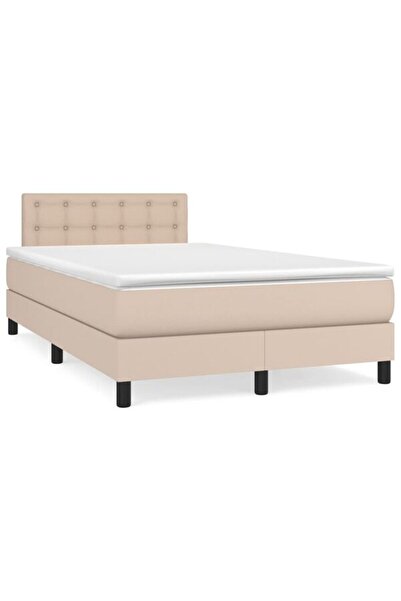 vidaxl Pat boxspring cu saltea, cappuccino, 120 x 200 cm, piele ecologică