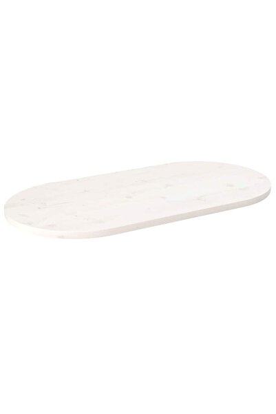 vidaxl Blat de masă, alb, 90x45x2,5 cm, lemn masiv de pin, oval