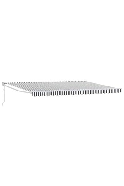 vidaxl Copertină retractabilă antracit/alb, 5 x 3 m, textil/aluminiu