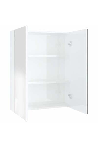 vidaxl Dulap cu oglindă pentru baie, alb lucios, 60 x 15 x 75 cm, MDF