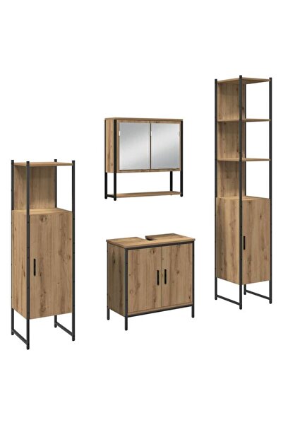 vidaxl Set mobilier baie cu raft 4 piese Maro Lemn compozit