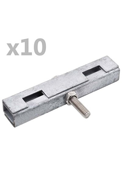 vidaxl Conector pentru gard de grădină în formă de U, 10 seturi, argintiu