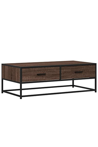 vidaxl Măsuță cafea, stejar maro, 100x50x35 cm, lemn prelucrat/metal