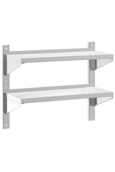 vidaxl Etajeră de perete cu 2 niveluri 75 x 30 x 60 cm Oțel inoxidabil argintiu