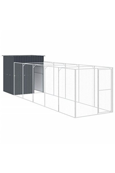 vidaxl Cușcă pentru câini cu țarc, antracit, 165 x 659 x 181 cm, oțel galvanizat