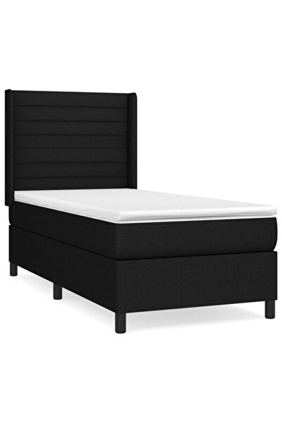 vidaxl Pat boxspring cu saltea, negru, 80 x 200 cm, textil