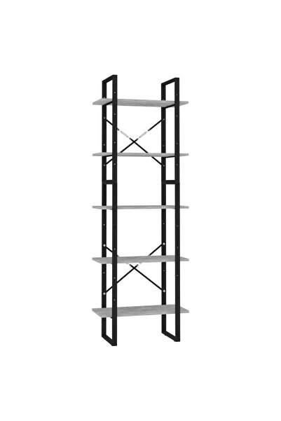 vidaxl Bibliotecă cu 5 rafturi gri beton, 40x30x175 cm, lemn prelucrat