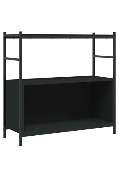 vidaxl Raft de cărți, negru, 80x30x78,5 cm, lemn prelucrat și fier