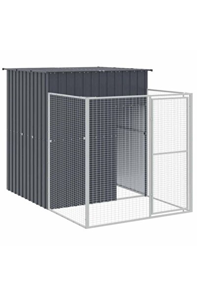 vidaxl Cușcă pentru câini cu țarc, antracit, 165 x 251 x 181 cm, oțel galvanizat