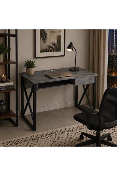 laverahome Gray Wooden Study and Work Desk-100 cm