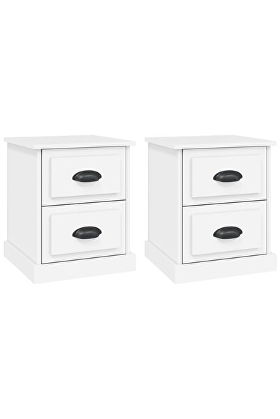vidaxl Noptiere, 2 buc, alb, 39x39x47,5 cm, lemn prelucrat