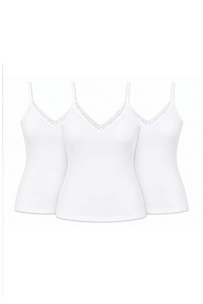 CHARM Yıldız 3-Pack Women's Premium Modal Lace Detailed String Strap V-Neck L...