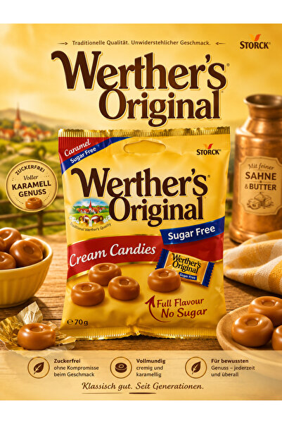 Essentra Home Werther's Original Sugar Free Cream Candies Karamel Şeker 70g Ş...