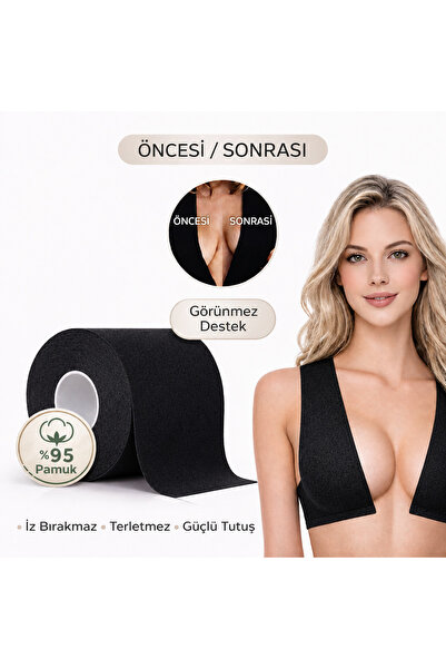 PİAURA Breast Lift Stabilizer Adhesive Tape Black 95% Cotton