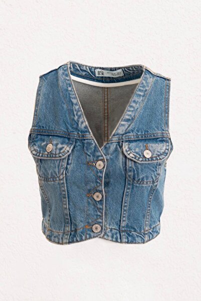 BSL Crop Fit Denim Yelek