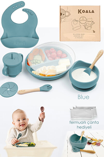 Kiwi Koala 100% Natural Silicone Baby Feeding Set - Bpa Free Vacuum Food Plat...