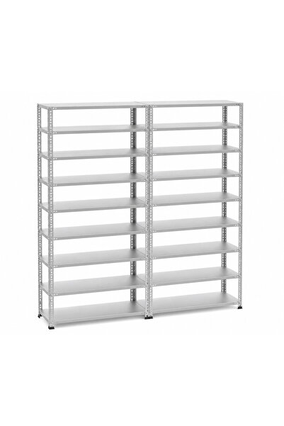 ALANRAF 9 Katlı Duble 2'li Galvaniz Çelik Raf - Depo, Arşiv, Kiler, Dosya, Ma...