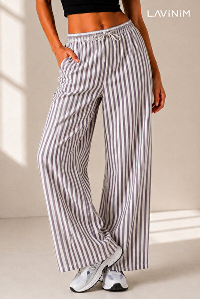 LAVİNİM Women's Premium Natural Linen Wide-Leg Oversize Summer Trousers