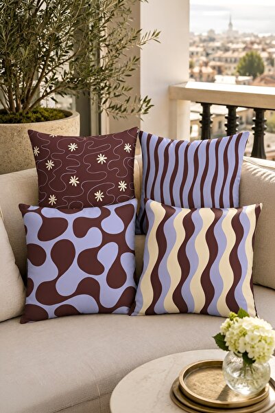 EVPANYA Set of 4 Patterned Throw Pillow Covers in Matching Colors