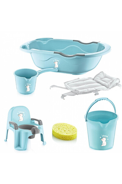 Babyjem Set cadita de baie cu 6 piese Bebe Lux (Culoare: Bleu)