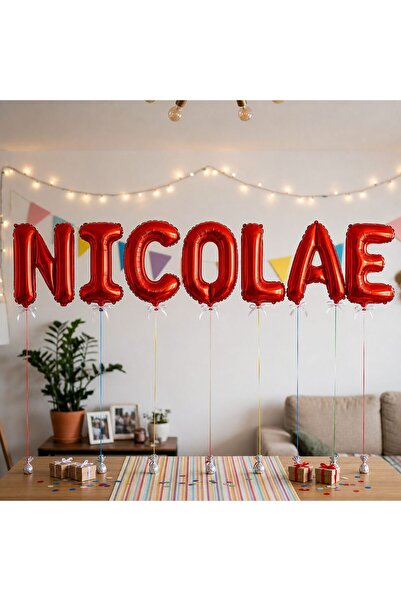 Flippy Baloane Folie Metalizate, Flippy, Set NICOLAE, Heliu sau Aer, Pai incl...