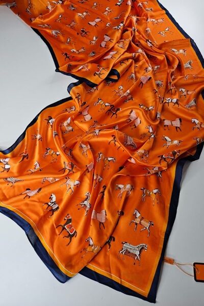shalya scrafs Horse Figure New Season Voile Silk Shawl Accessory Shoulder Sha...