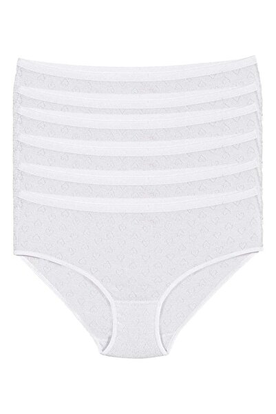 YILDIZ Ribana Heart Women's Bato High Waist Panties White 100% Cotton 6-Pack