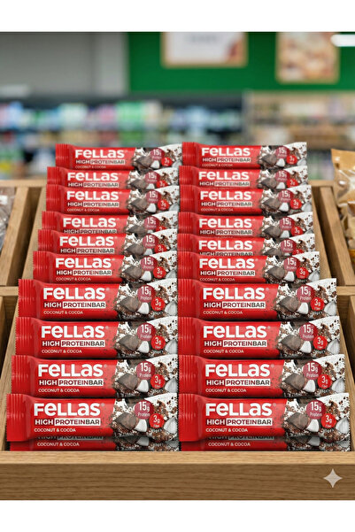 Fellas Yüksek Protein Bar - Hindistan Cevizli ve Kakaolu 45g x 12 Adet