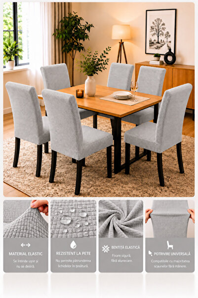 delfin HomeRoy Set 6 Huse Scaune Universale Supra - Elastice Set 6 bucăți
