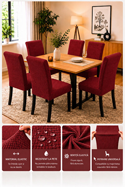 delfin HomeRoy Set 6 Huse Scaune Universale Supra - Elastice Set 6 bucăți