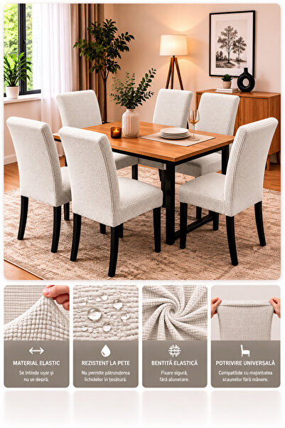 delfin HomeRoy Set 6 Huse Scaune Universale Supra - Elastice Set 6 bucăți