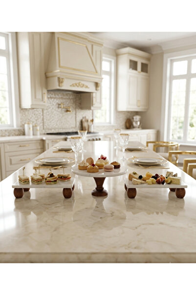Trend Silver 3-Piece Natural Marble Rectangular (23X12 cm) Presentation Stand...