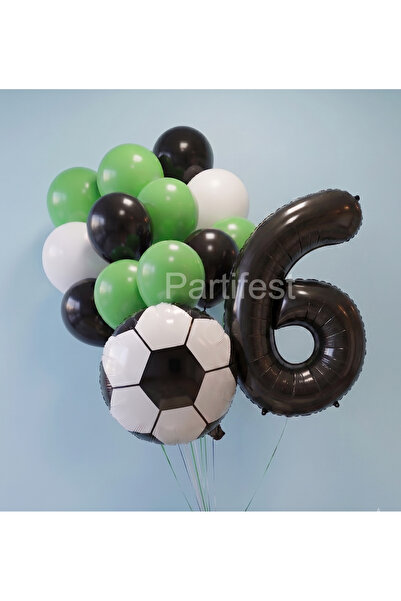 Partifest Futbol Konseptli Doğum Günü Balon Seti - Siyah Folyo Rakam Balonlu ...