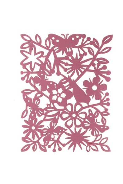 Goliat Suport de masă din pâslă Goliat, roz, 40x30cm, cu motiv flori și fluturi
