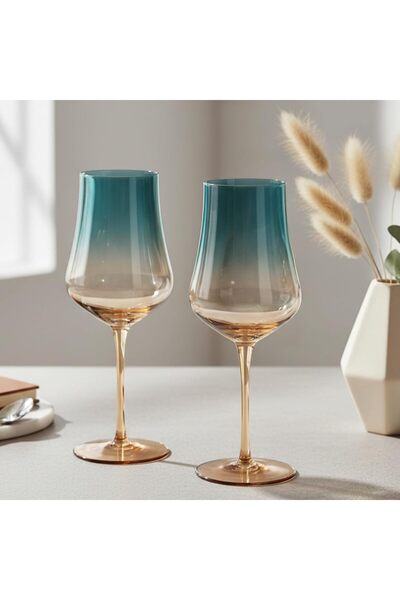 Fissman 2-Piece Wine Glass 480mL, Handmade Mouth Blown White Wine Glasses Ele...