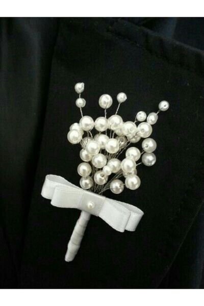 hülyam Bride Hair Accessory Groom Boutonniere Pearl Groom Collar