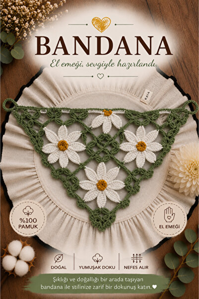 Bikaya Home Bandană tricotată manual |   100% bumbac |   Șal multifuncțional ...