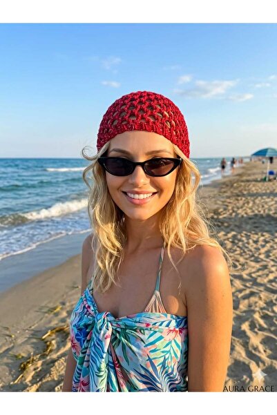 Netodak Hand Knitted Mesh Hair Cap Vintage Boho Beach Coquette Style Glitter ...