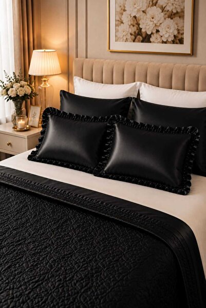 Deko Dekor 2-Piece Ruffled Decorative Pillowcase 100% Cotton Satin with Zippe...